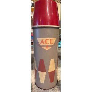 Vintage Ace Thermos Pint Size Harlequin Diamond Mid Century Modern Flask